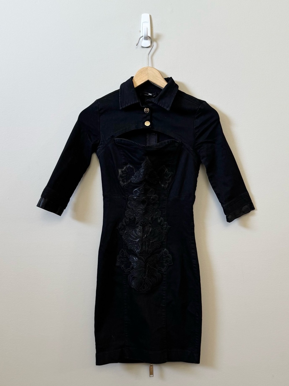 Elisabeth Franchi baroque floral embroidered cut out mini dress